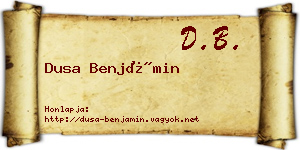 Dusa Benjámin névjegykártya